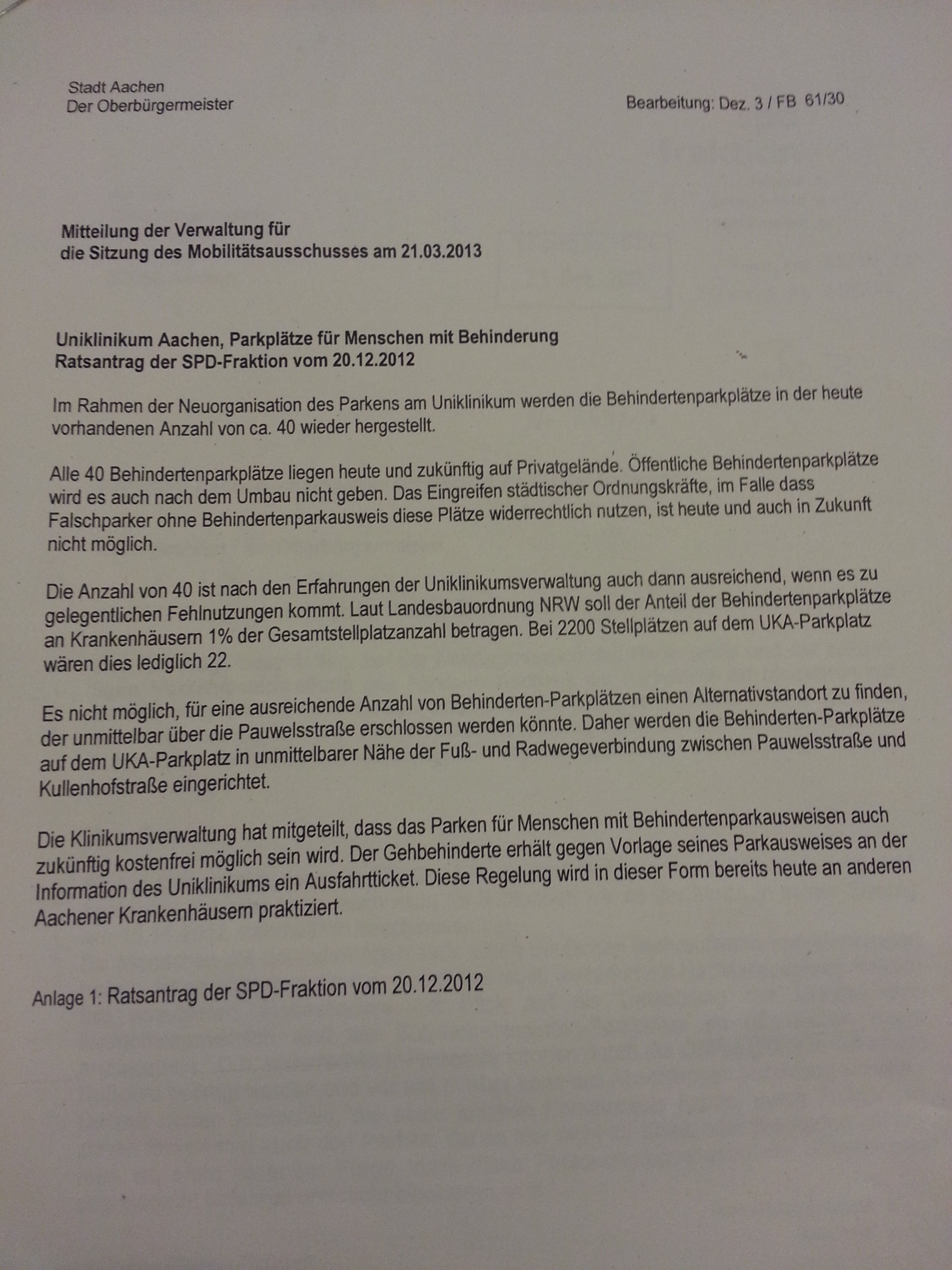 Nachbericht zum Mobilitätsausschuss vom 21.3.2013